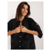 Black women's oversize shirt with a stand-up collar