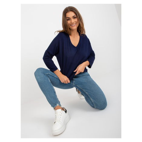 Navy Blue Women's Basic Viscose Blouse