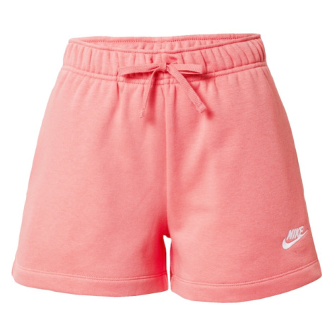 Nike Sportswear Nohavice 'Club Fleece'  koralová / biela
