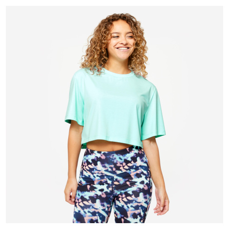 Dámsky crop top – mentolový DOMYOS