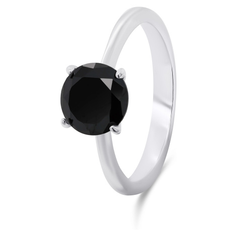 Brilio Silver Nadčasový strieborný prsteň s čiernym zirkónom RI057WBC 48 mm