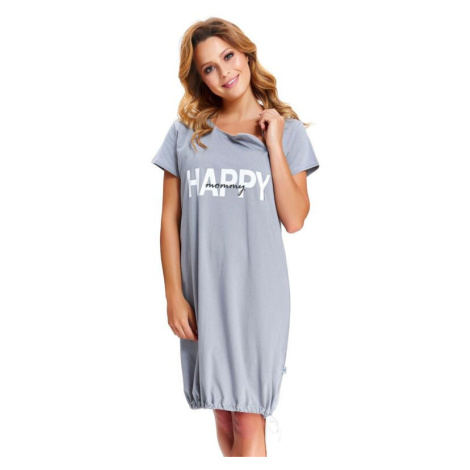 Materská nočná košeľa Happy Mommy sivá zips