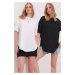 Trend Alaçatı Stili Women's Black and White Crew Neck 2-Pack Oval Cut Modal T-Shirt