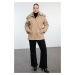 Trendyol Curve Beige Regular Fit Coat with Fur Detail on Collar