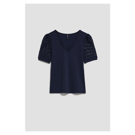 WOMEN'S T-SHIRT L-TS-4075 NAVY Moodo