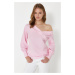 Trendyol Pink Boat Neck Woven Blouse