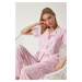 Happiness İstanbul Women's Light Pink Patterned Shirt Pants Knitted Pajamas Set