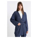 DEFACTO Relax Fit Shawl Collar Belted Crepe Kimono