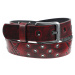 opasok s kovom Leather & Steel Fashion red