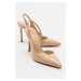 LuviShoes Twine Beige Patent Leather Women's Heeled Shoes