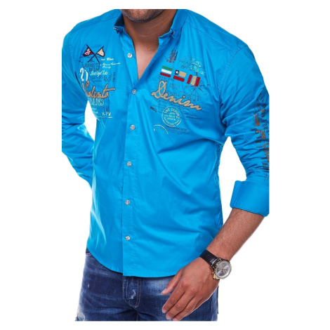 Pánska košeľa Slim Fit VIODEN model RH-447 - Turquoise
