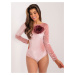 Light pink velvet bodysuit with flower