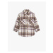 Koton 4wkg60018aw Girls' Shirt Beige Plaid