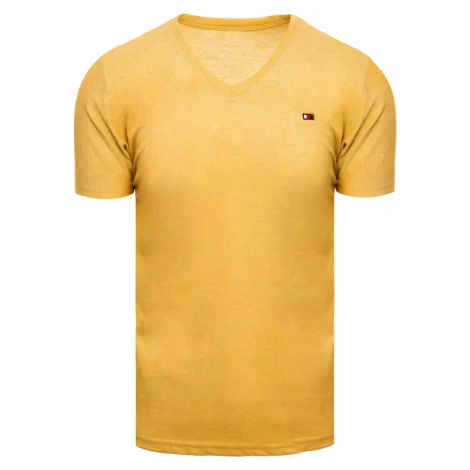 Žlté tričko s výšivkou s výstrihom do V RX4998