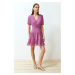 Trendyol Pink Waist Flounce Chiffon Lined Mini Woven Dress