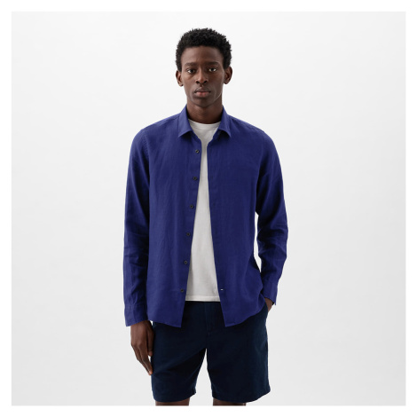 Košeľa GAP Longsleeve Linen Shirt Deep Cobalt