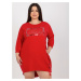 Červené mikinové šaty plus size s nápisem JEDNA