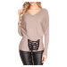 Trendy KouCla bat sweater with lacing white Einheitsgroesse