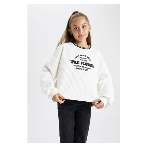 DEFACTO Girl Oversize Fit Crew Neck Printed Sweatshirt