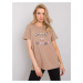 Dark beige women's T-shirt with inscription