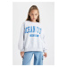 DEFACTO Girl Oversize Fit Wide Pattern Crew Neck Sweatshirt