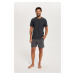 Men's pyjamas Abel, short sleeves, short legs - graphite/print