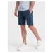 Ombre Men's knit shorts with drawstring and pockets - dark blue