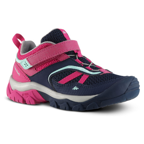 Dievčenská obuv Crossrock na horskú turistiku suchý zips modro-ružová 24-34