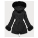 Čierna dámska zimná bunda parka s kožušinovou podšívkou (W619/1)