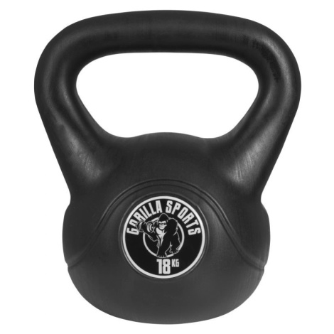 Gorilla Sports kettlebell činka, plast, černá, 18 kg