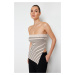 Trendyol Beige Striped Strapless Premium Yarn/Special Yarn Knitwear Blouse