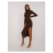 Dark brown fitted dress with long sleeves