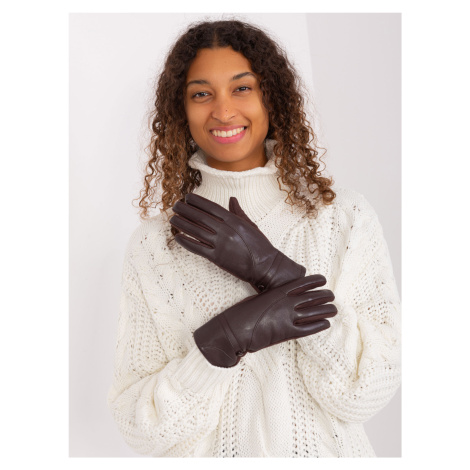 Dark brown winter gloves with eco-leather