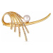JwL Luxury Pearls Prekrásna pozlátená brošňa s pravou perlou JL0629