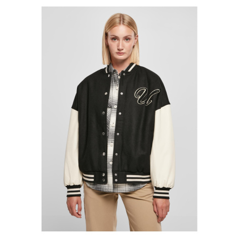 Women's Oversized Jacket Big U College Black/Light White Urban Classics