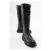 LuviShoes PEGOS Women's Black Laced Zippered Boots