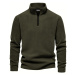 49143 Dewberry Half Zipper Stand Collar Mens Fleece-DARK KHAKI