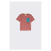 Detské bavlnené tričko Coccodrillo bordová farba, s potlačou