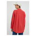 Bavlnená košeľa Résumé dámska, červená farba, voľný strih, s klasickým golierom