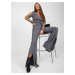 Dark grey knitted trousers with high waist