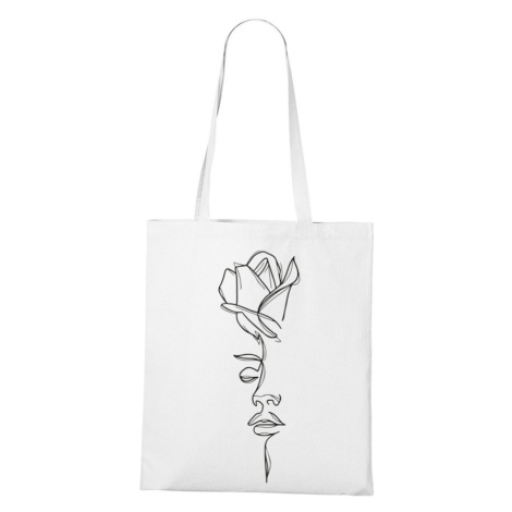 Plátená taška žena a ruža - praktická plátená taška cez rameno