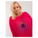 Plus-size fuchsia blouse with a round neckline