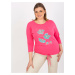 Women's blouse plus size with 3/4 sleeves and print - pink