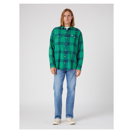 Blue-Green Mens Plaid Shirt Wrangler - Mens