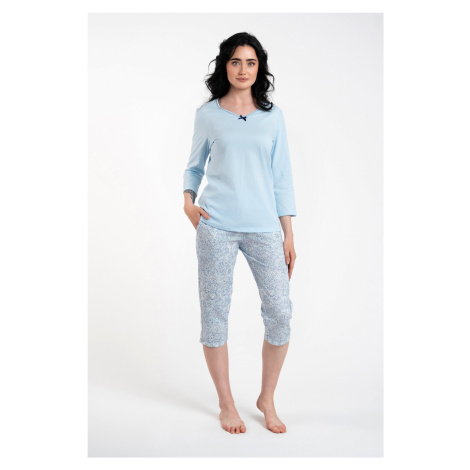 Salli women's pyjamas 3/4 sleeve, 3/4 legs - blue/duk blue Italian Fashion
