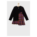 Dievčenské bavlnené šaty Sisley čierna farba, mini, áčkový strih