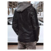 Čierna koženková bunda s kapucňou TX4244