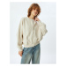 Koton Oversize Zippered Sweatshirt with Stitched Detail and Crew Neck