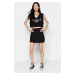 Trendyol Black Pleat Detailed High Waist Mini Skirt With Knitted Shorts