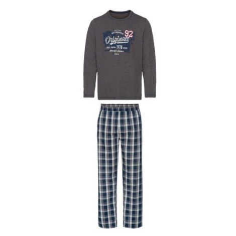 LIVERGY® Pánske pyžamo (sivá/károvaná)
